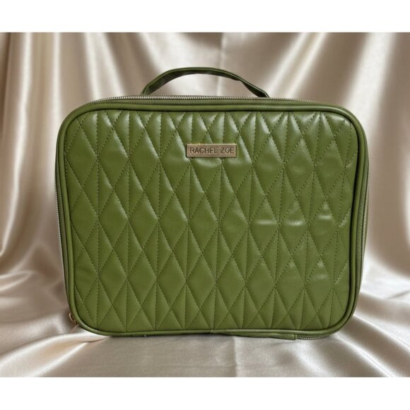Rachel Zoe Olive Green Quilted Travel Set + Disney Tinker Bell Lip Oil Bundle - Picture 2 of 9
